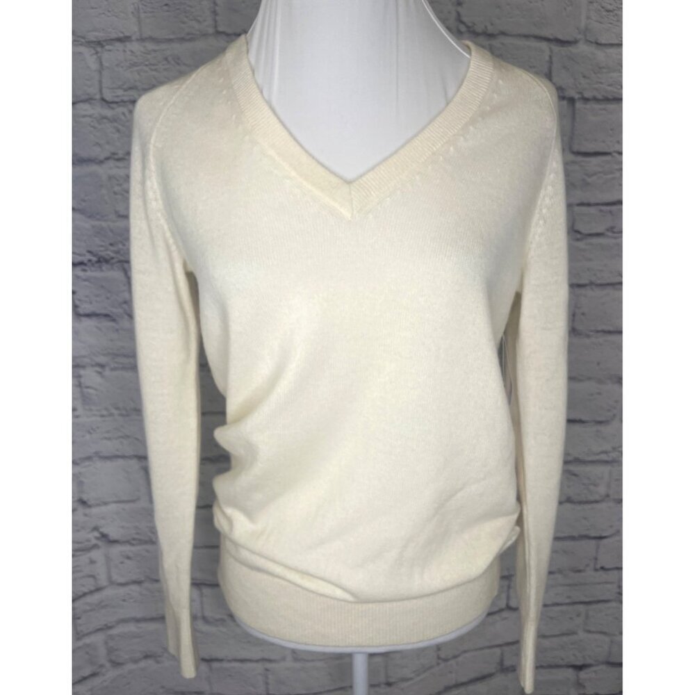 Equipment Asher Cashmere Sweater V Neck Ivory Size XXS Ladies NEW with tags